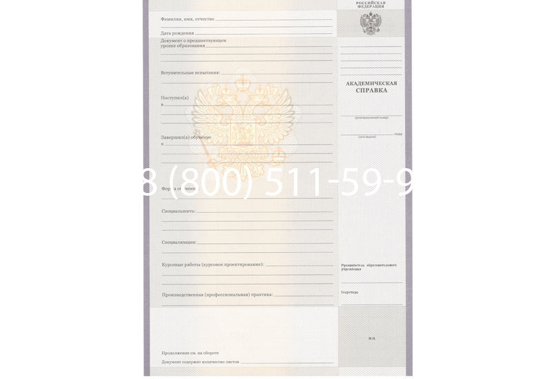 Купить Академическая справка образца 2010-2011 год для колледжа в Ульяновске Купить Академическая справка образца 2010-2011 год для колледжа в Ульяновске